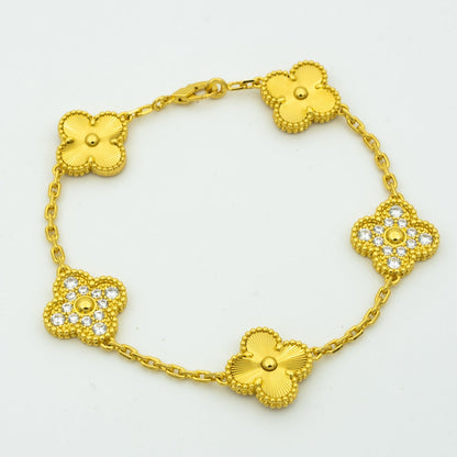 [Moco]CLOVER BRACELET 5 MOTIFS GOLD DIAMOND