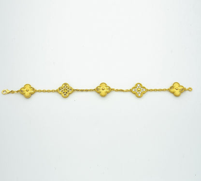 [Moco]CLOVER BRACELET 5 MOTIFS GOLD DIAMOND