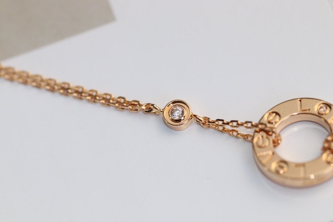 [Moco]LOVE NECKLACE ADJUSTABLE ROSE GOLD 2 DIAMOND