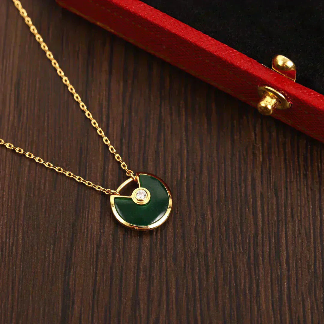 [Moco]AMULETTE GOLD MALACHITE NECKLACE