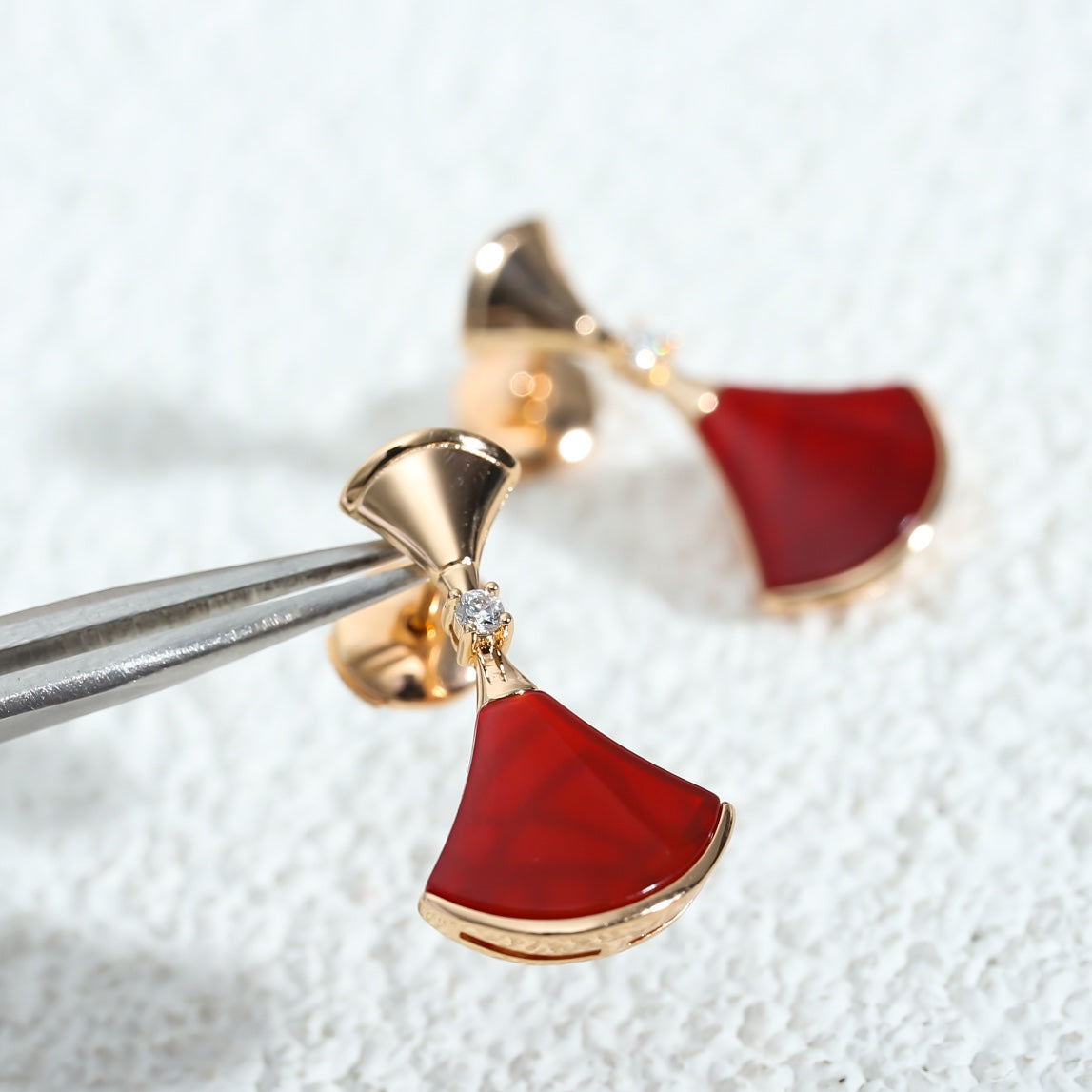 [Moco]DREAM Carnelian PINK GOLD EARRINGS