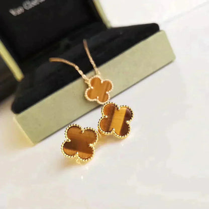 [Moco]CLOVER MEDIUM 1 MOTIFS TIGER EYE EARRINGS