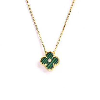 [Moco]CLOVER 15MM DIAMOND TURQUOISE NECKLACE