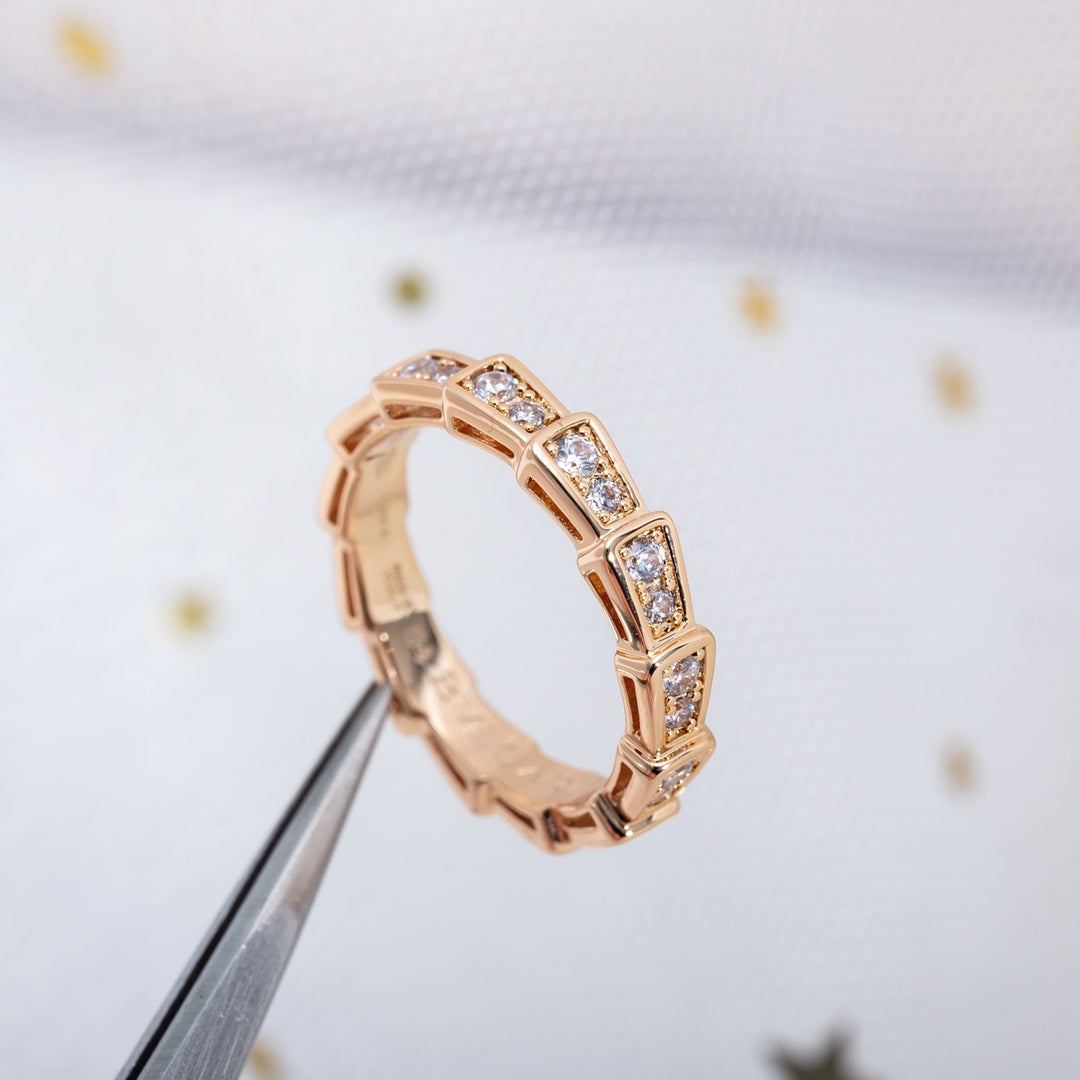 [Moco]SERPENTI RING PINK GOLD DIAMOND PAVED 3MM