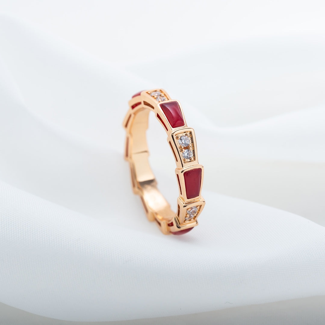 [Moco]SERPENTI RING PINK GOLD CARNELIAN DIAMOND 3MM