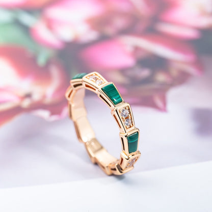 [Moco]SERPENTI RING PINK GOLD MALACHITE DIAMOND 3MM