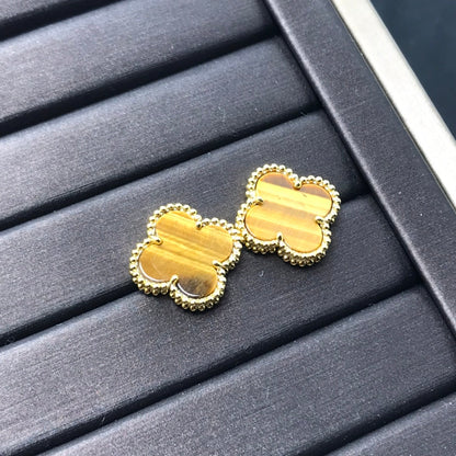 [Moco]CLOVER MEDIUM 1 MOTIFS TIGER EYE EARRINGS