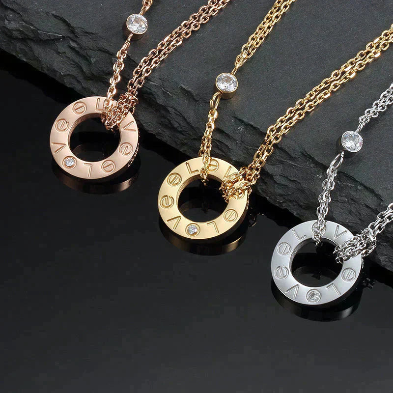 [Moco]LOVE NECKLACE 16MM 2 DIAMONDS