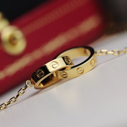 [Moco]LOVE NECKLACE DOUBLE RING GOLD