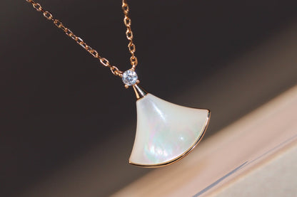 [Moco]DREAM NECKLACE WHITE MOP PINK GOLD 1 DIAMOND