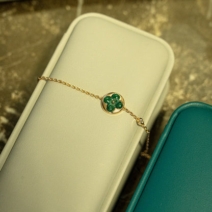 [Moco]SUN MALACHITE 1 DIAMOND PINK GOLD BRACELET