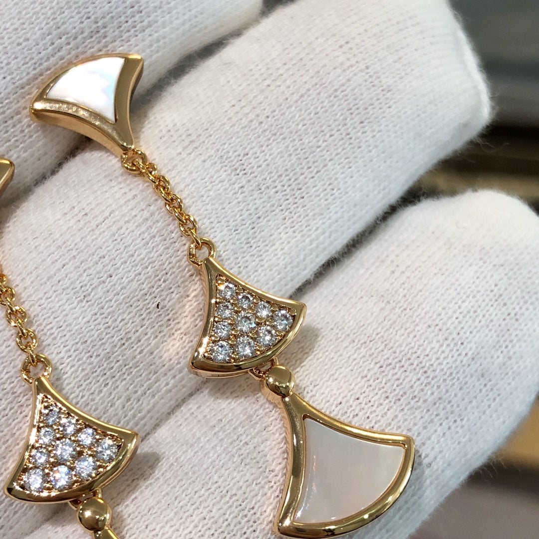 [Moco]DREAM EARRINGS 3 MOTIFS DIAMOND MOP PINK GOLD