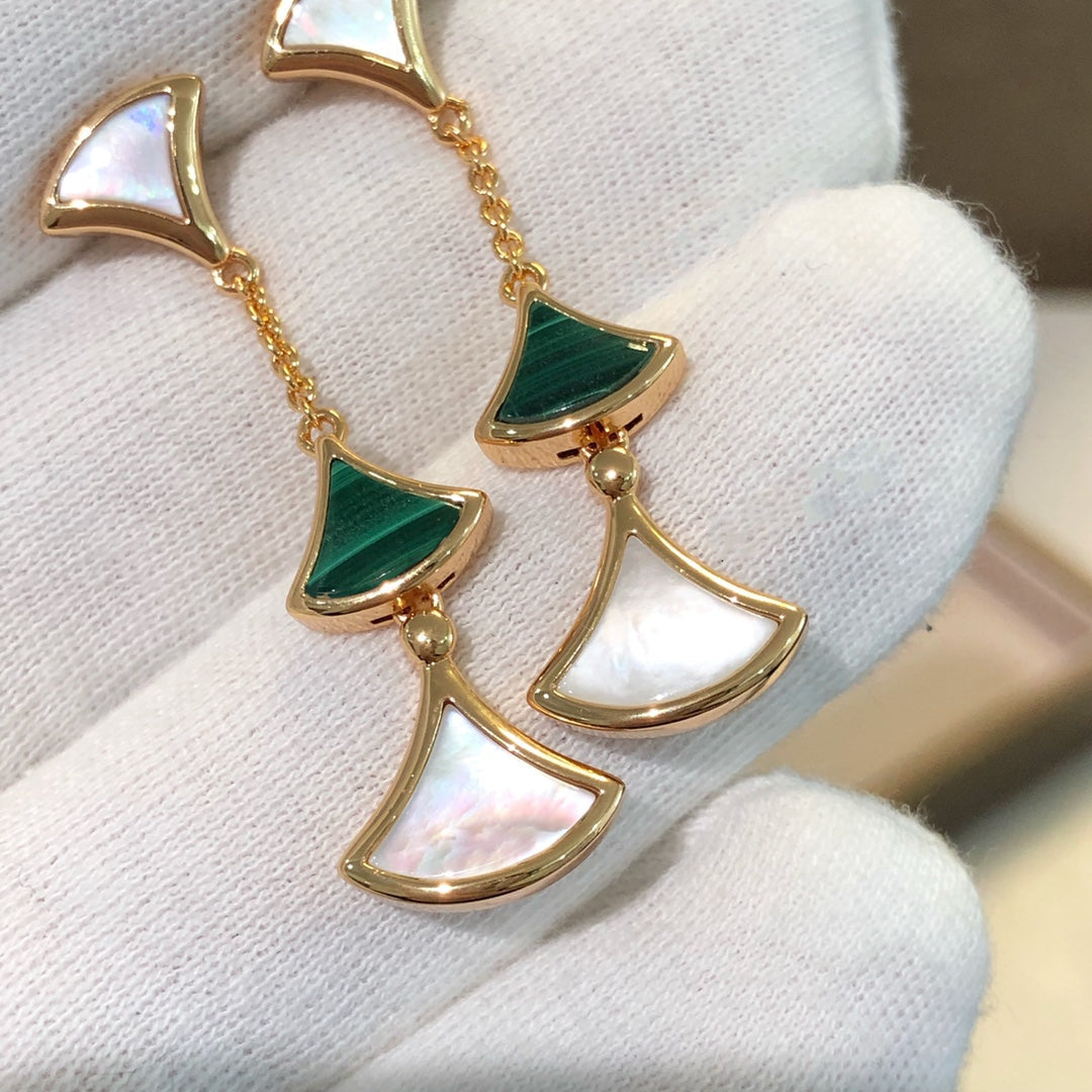 [Moco]DREAM EARRINGS 3 MOTIFS MALACHITE MOP PINK GOLD