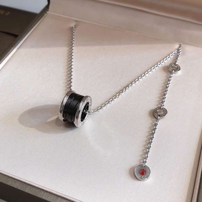 [Moco]ZERO 1 BLACK CERAMIC SILVER NECKLACE