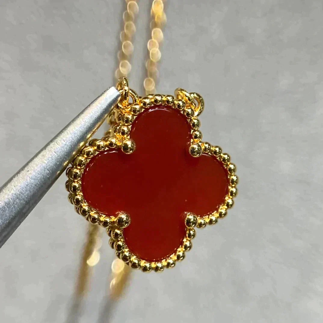 [Moco]CLOVER 15MM CARNELIAN SINGLE FLOWER NECKLACE