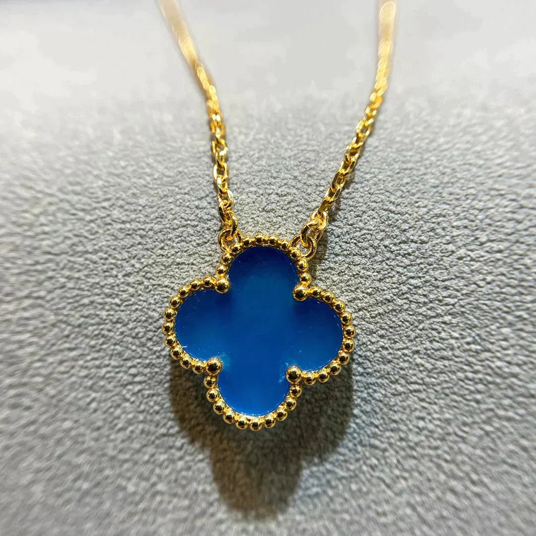 [Moco]CLOVER 15MM BLUE AGATE NECKLACE