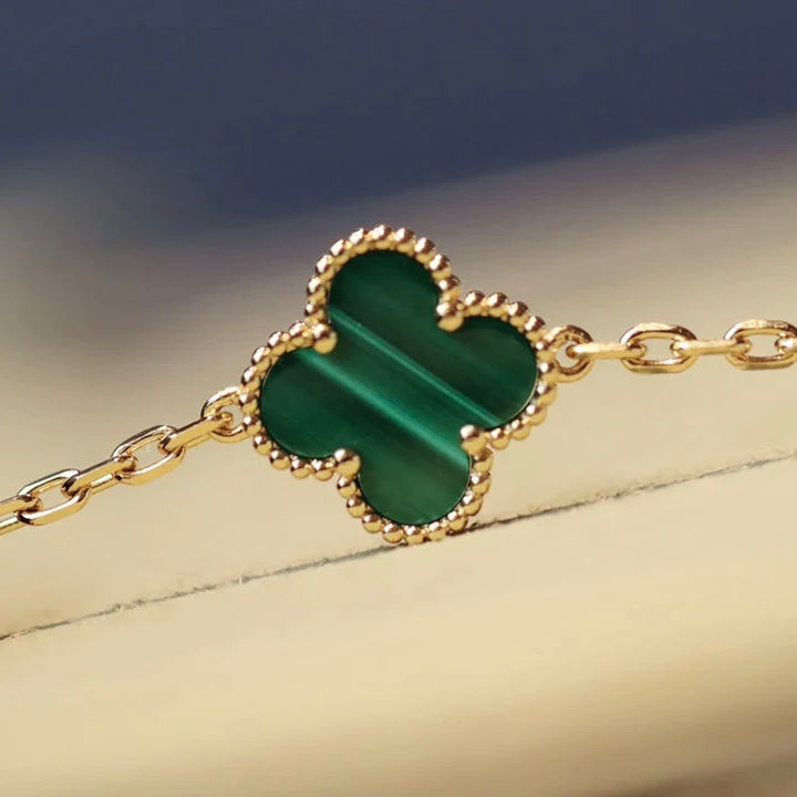 [Moco]CLOVER 20 MOTIFS MALACHITE DIAMOND NECKLACE