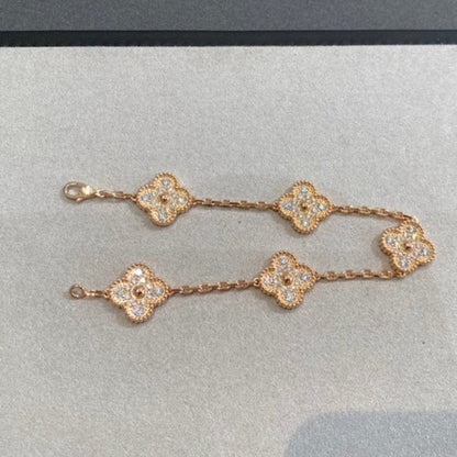 [Moco]CLOVER 5 MOTIFS  FULL DIAMOND BRACELET