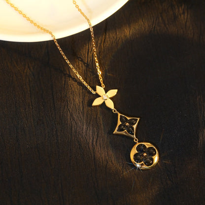 [Moco]STAR AND SUN ONYX PINK GOLD NECKLACE