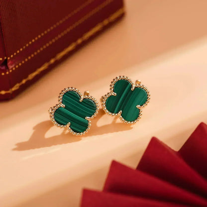 [Moco]CLOVER MEDIUM 1 MOTIFS MALACHITE  EARRINGS