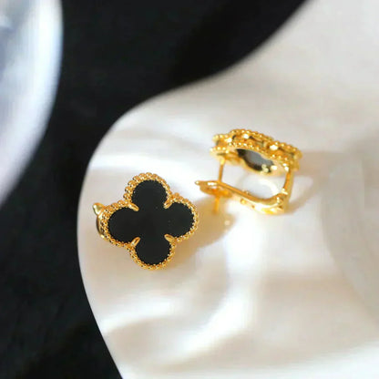 [Moco]CLOVER MEDIUM 1 MOTIFS  ONYX STUD EARRINGS