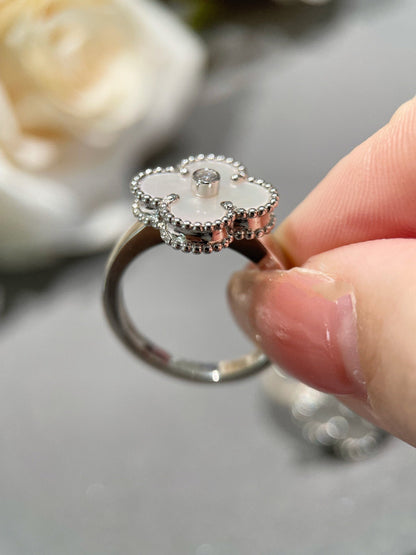 [Moco]CLOVER SILVER MOP DIAMOND RING