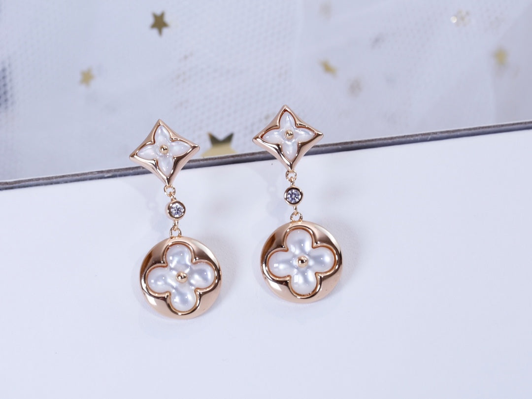 [Moco]STAR AND SUN PINK GOLD MOP DROP EARRINGS