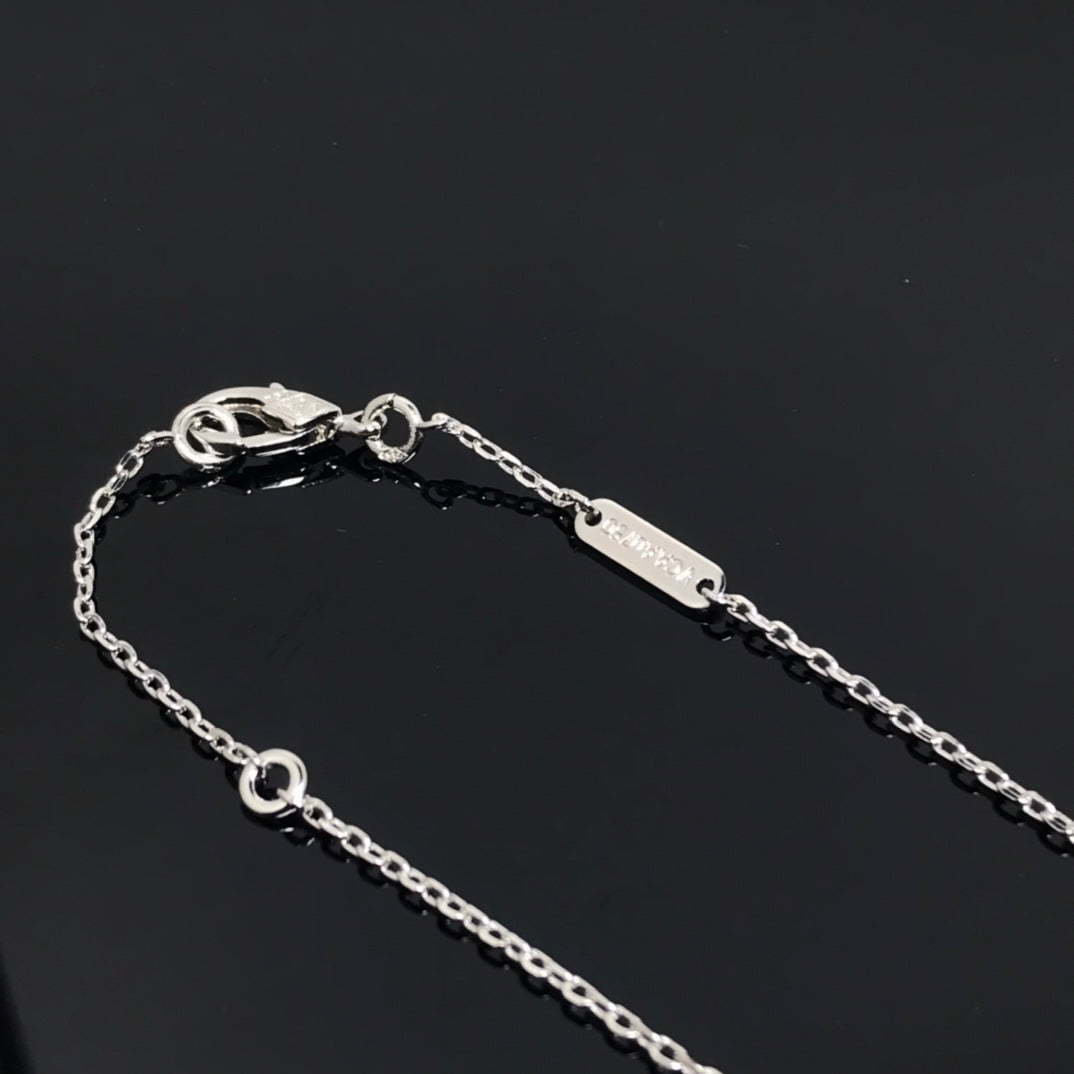 [Moco]CLOVER PIETERSITE SILVER LONG NECKLACE