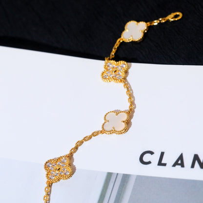 [Moco]CLOVER BRACELET 5 MOTIF WHITE MOP DIAMOND