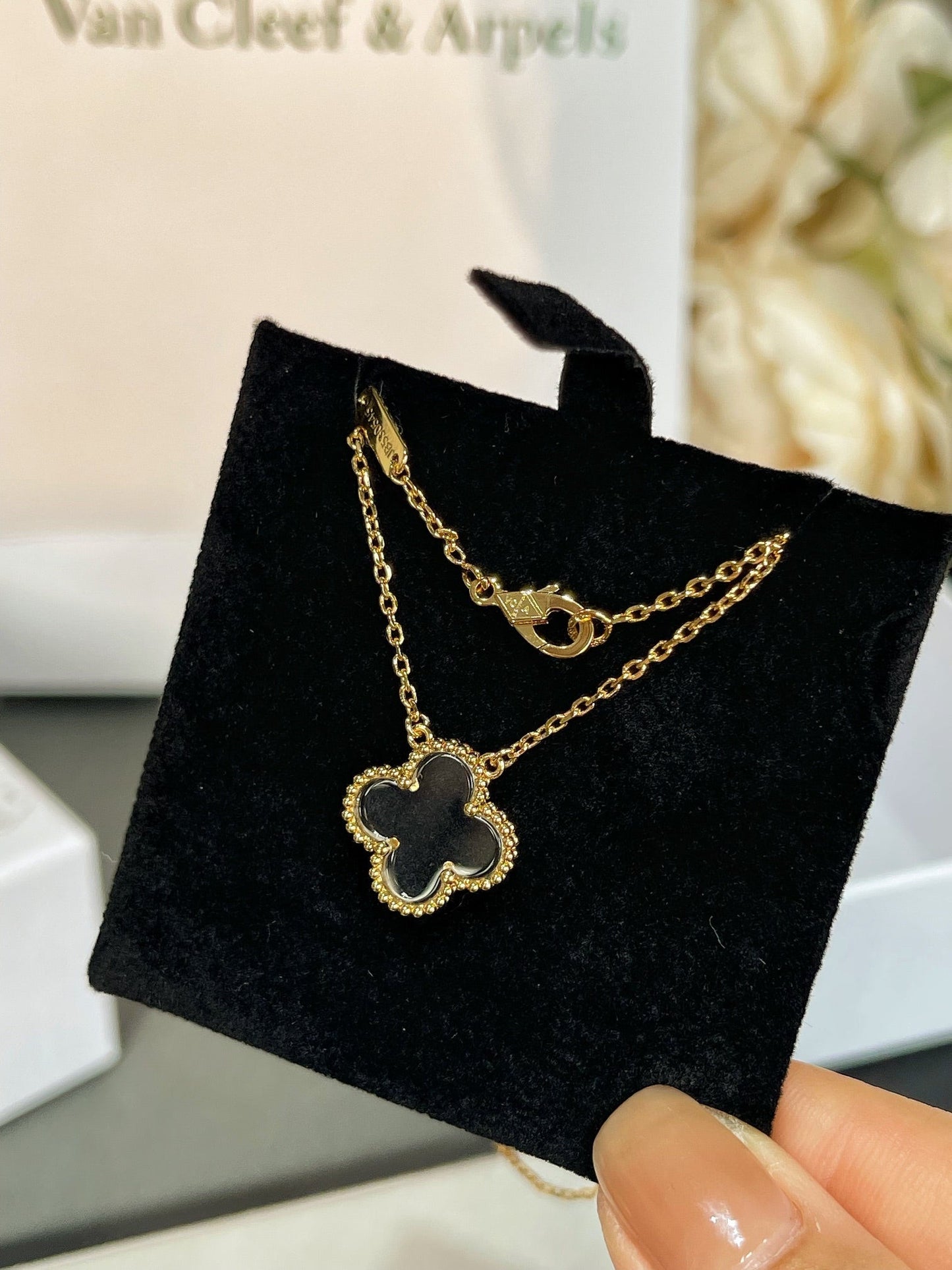 [Moco]CLOVER ROCK CRYSTAL ROSE GOLD NECKLACE