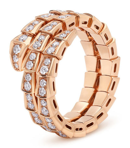 [Moco]SERPENTI RING PINK GOLD DIAMOND DOUBLE ROW