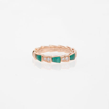 [Moco]SERPENTI RING PINK GOLD MALACHITE DIAMOND 3MM