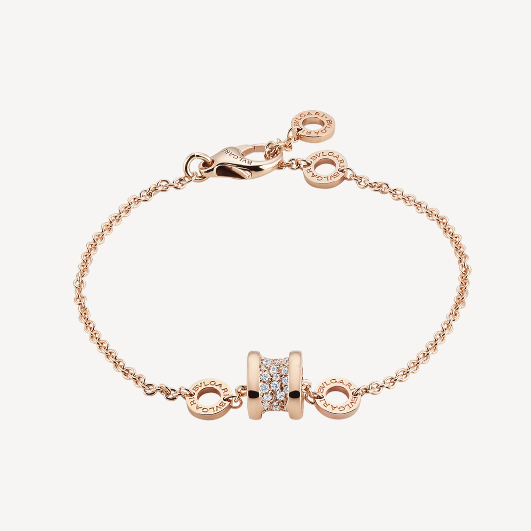 [Moco]ZERO 1 SOFT PINK GOLD WITH PAVED DIAMONDS ON THE SPIRAL BRACELET