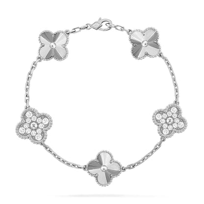 [Moco]CLOVER 5 MOTIF SILVER DIAMOND BRACELET