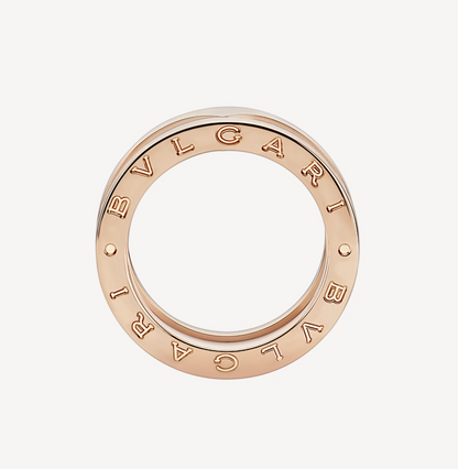 [Moco]ZERO 1 TWO-BAND LOOPS AND WHITE CERAMIC SPIRAL PINK GOLD RING