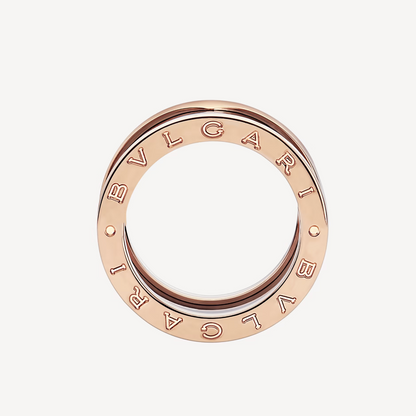 [Moco]ZERO 1 FOUR-BAND LOOPS AND BLACK CERAMIC SPIRAL PINK GOLD RING