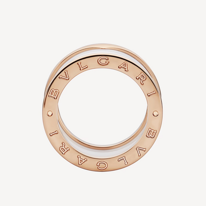 [Moco]ZERO 1 FOUR-BAND LOOPS AND WHITE CERAMIC SPIRAL PINK GOLD RING