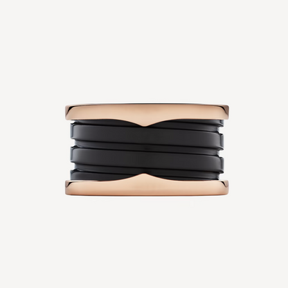 [Moco]ZERO 1 FOUR-BAND LOOPS AND BLACK CERAMIC SPIRAL PINK GOLD RING