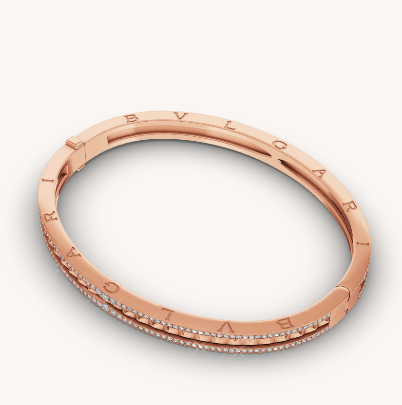 [Moco]ZERO 1 SPIRAL AND PAVED DIAMOND PINK GOLD BRACELET