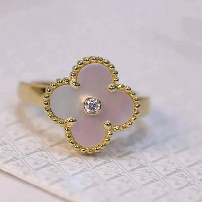 [Moco]CLOVER PINK MOP RING GOLD DIAMOND