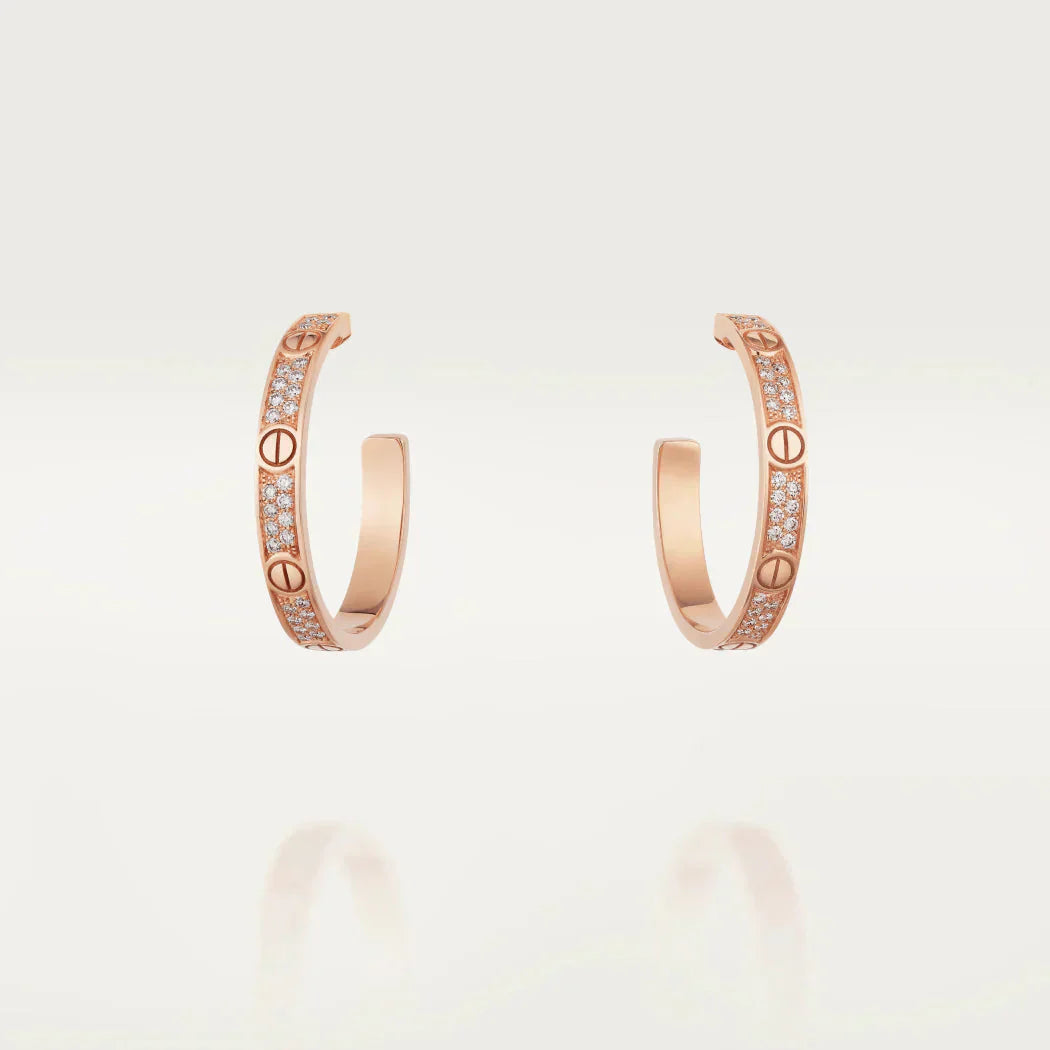 [Moco]LOVE DIAMOND PINK GOLD HOOP EARRINGS