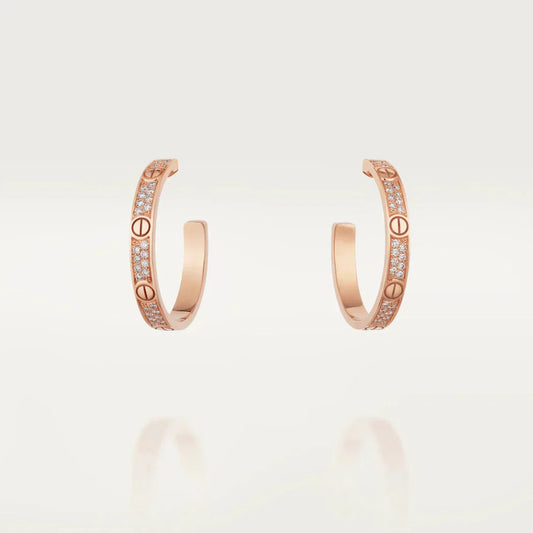 [Moco]LOVE DIAMOND PINK GOLD HOOP EARRINGS