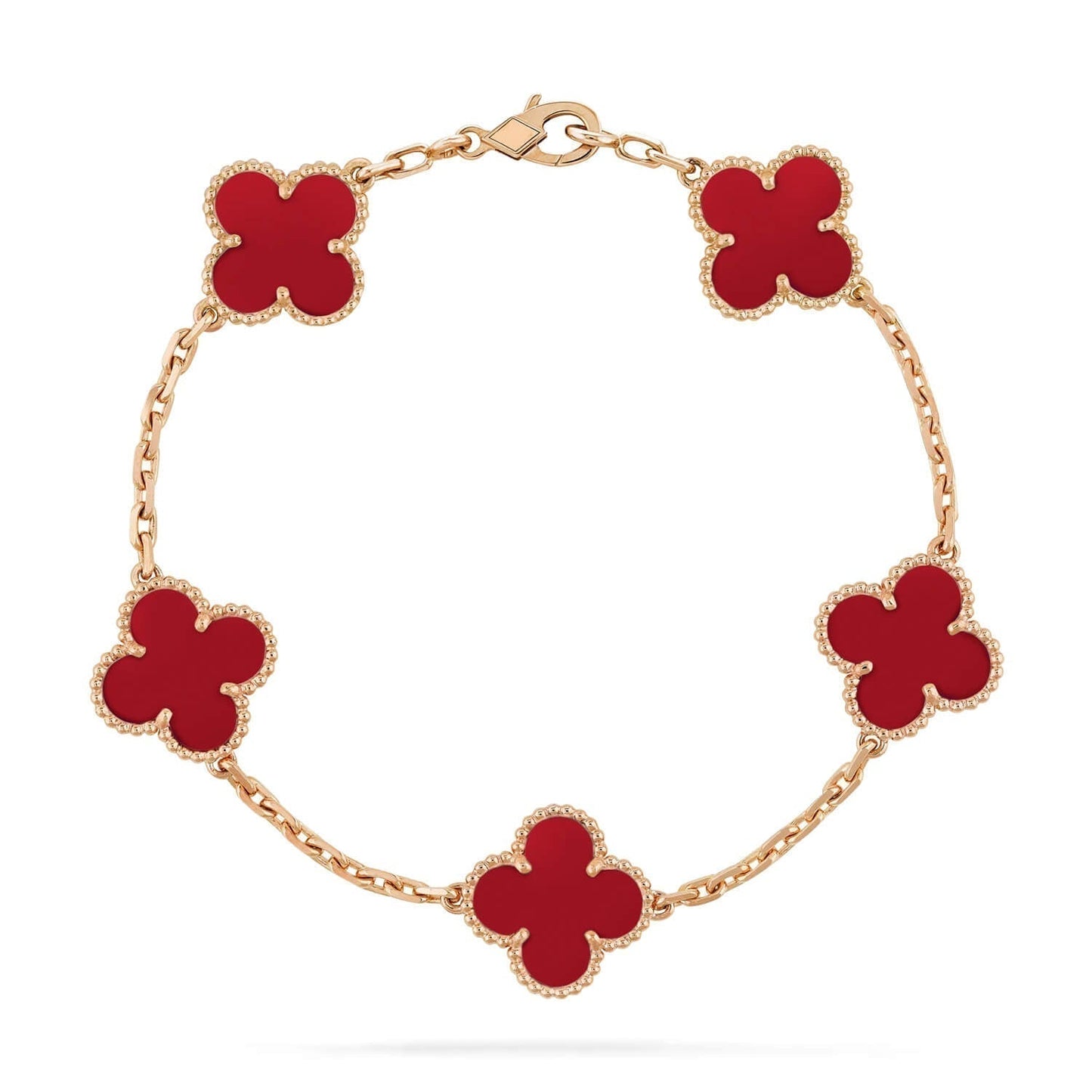 [Moco]CLOVER 5 MOTIFS RED AGATE  BRACELET