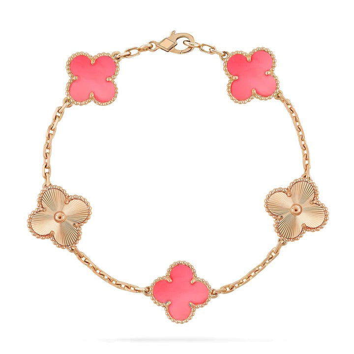 [Moco]CLOVER BRACELET 5 MOTIF PINK AND PINK GOLD