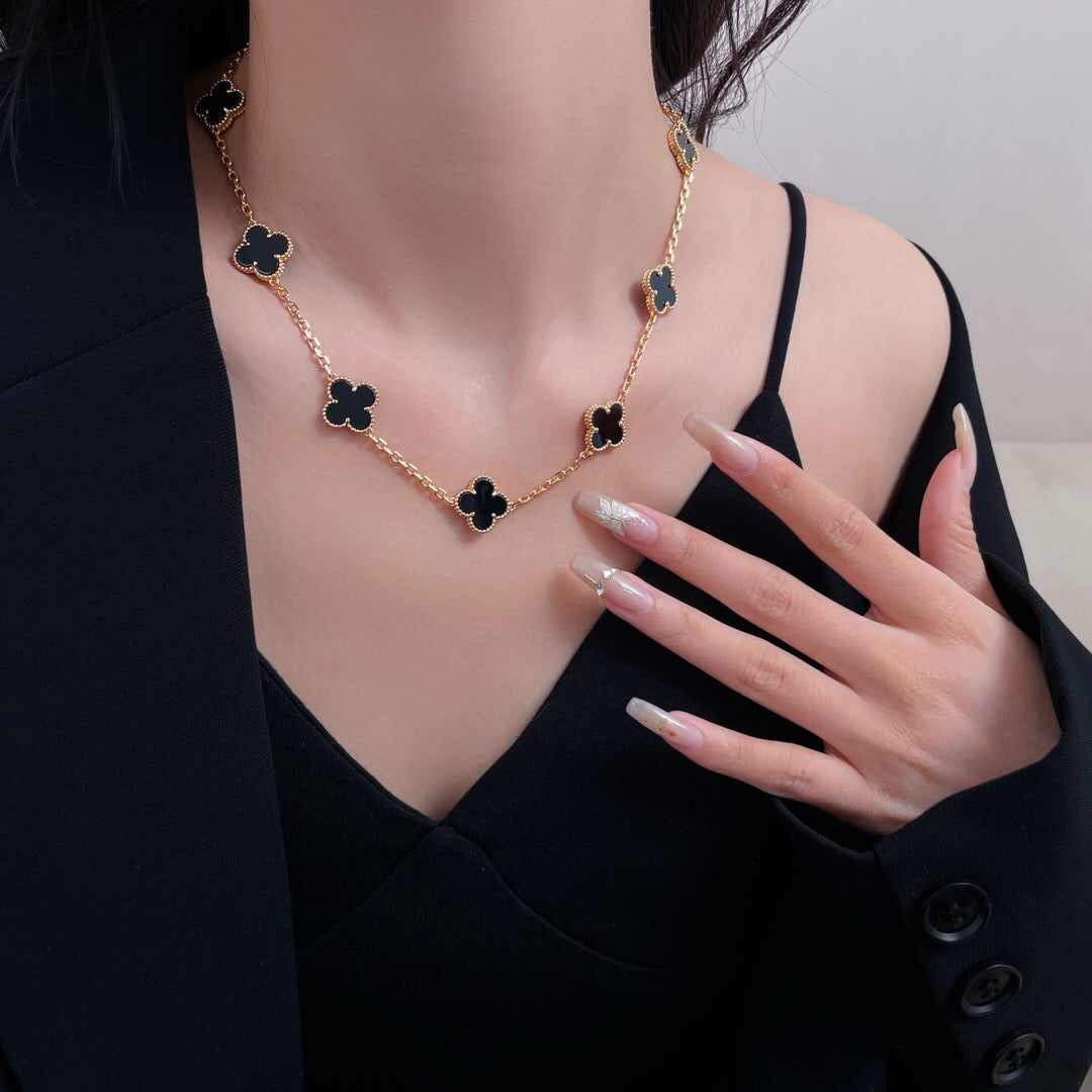 [ROYAL]CLOVERS THE 10-MOTIFS ONYX NECKLACE