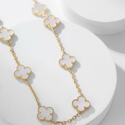 [ROYAL]CLOVERS THE 10-MOTIFS WHITE MOTHER OF PEARL NECKLACE