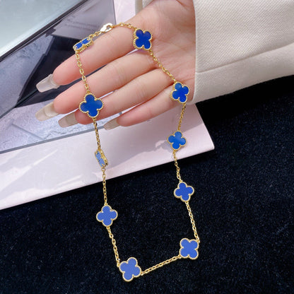 [ROYAL]CLOVERS THE 10-MOTIFS BLUE AGATE NECKLACE