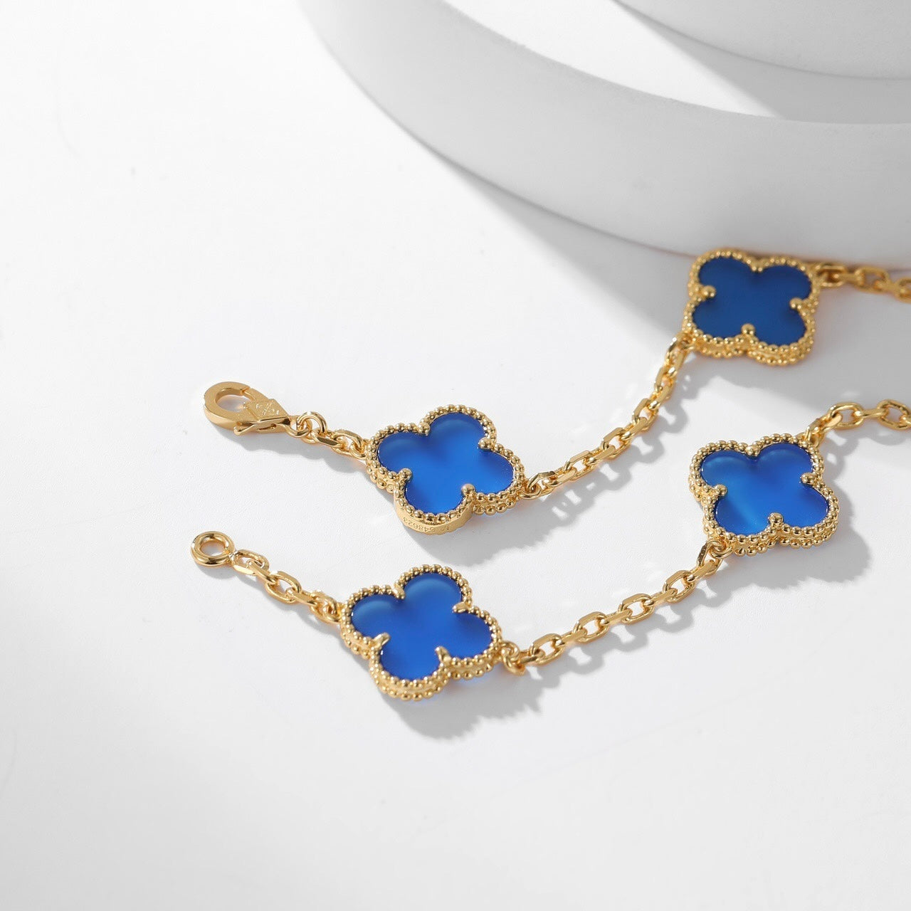 [ROYAL]CLOVERS THE 10-MOTIFS BLUE AGATE NECKLACE