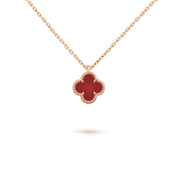 [Moco]CLOVER MINI 9.5MM WHITE CARNELIANS NECKLACE