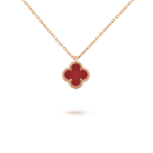 [Moco]CLOVER MINI 9.5MM WHITE CARNELIANS NECKLACE